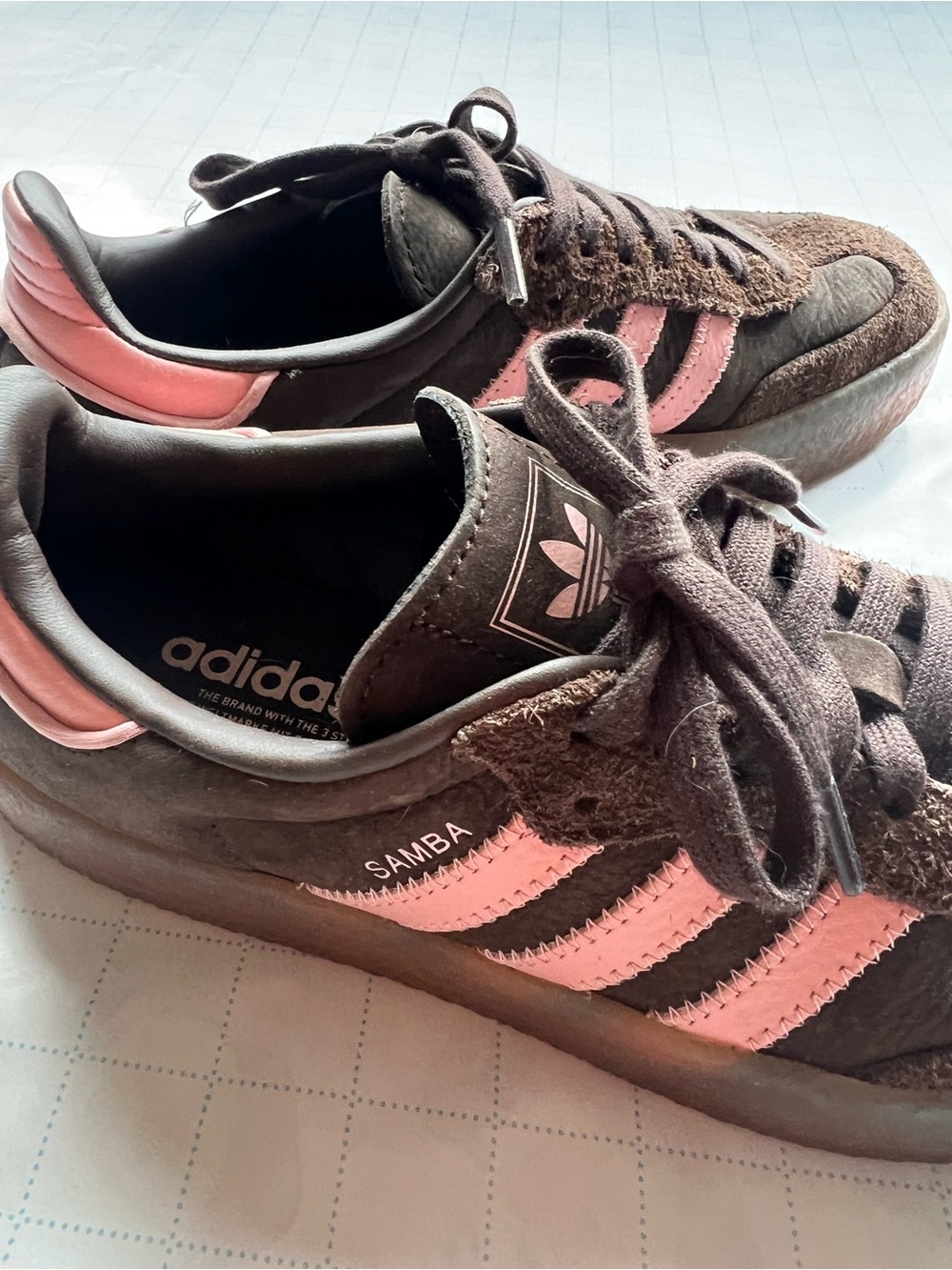adidas Samba Brown with Pink Stripes Sneakers - Picture 3 of 4